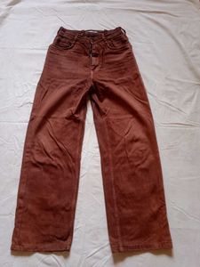 Rust Brown Colored Wide Leg Jeans