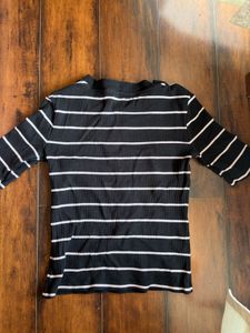 Black and White striped fitted top