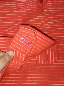 Orange Striped Men's Shirt