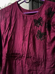 Maroon Embroidered Kurta Set