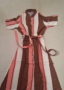 Striped Button-Up Shirt Dress