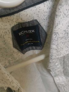 Men's White Printed Button-Up Shirt