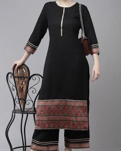 Elegant Black Kurta Set with Trouser
