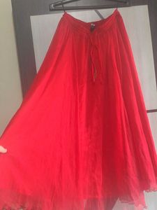 Vibrant Red Flowy Skirt(38 length)