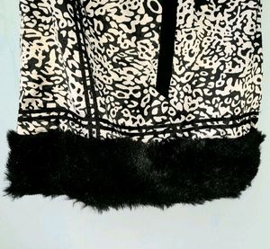Vintage Black &amp; White Print Mini Dress