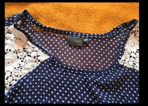 Chic Blue Polka Dot Top with Lace