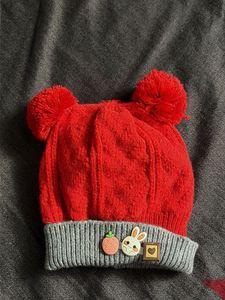 Red Pom-Pom Beanie with Cute Charms