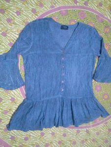 Blue Bell Sleeve Peplum Top