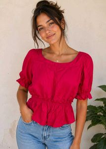 Chic Red Peplum Top
