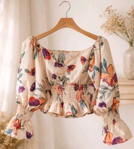 Pinteresty Floral Smocked Crop Top, Summer Top🌸✨