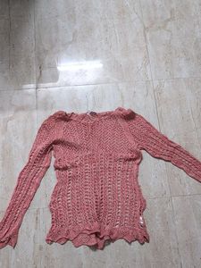 Pink Crochet Knit Top