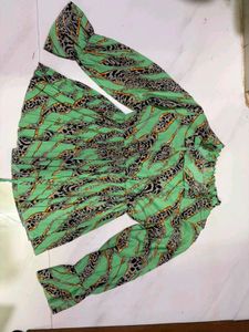 Green Cheetah Print peplum top fits S-M
