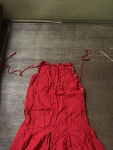 Red Embroidered Kurta with Mirror Work
