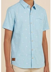 Men's Light Blue Printed Short Sleeve Shirt