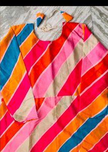 Vibrant Striped Kurta Set with Dupatta