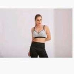 Comfortable Grey Sports Bra with Black Trim