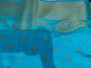 Elegant Blue &amp; Gold Silk Saree