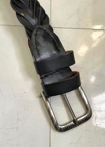 Braided Black Leather Belt