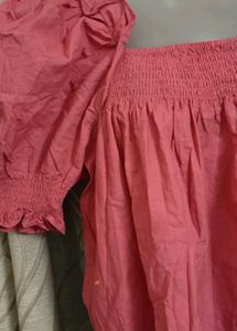 Chic Pink Puff Sleeve Square Neck Top