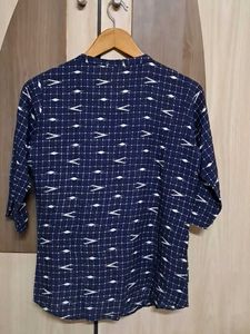 Blue &amp; White Print Top