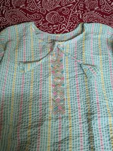 Pastel Striped Cotton Kurti | Soft &amp; Comfortable D