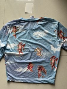 Y2K Pinterest Angel Print Long Sleeve Mesh Top