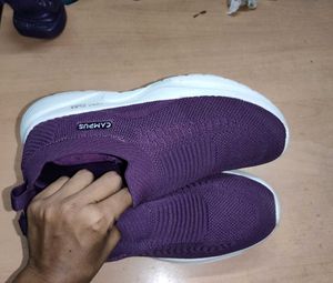 Campus Purple Slip-On Knit Shoes