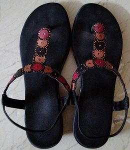 Stylish Black Embellished Sandals