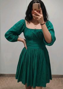 Green Puff Sleeve Dress