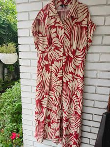 Stylish Leaf Print Midi Dress