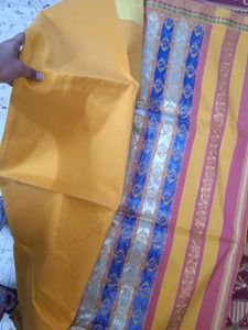 Yellow Saree With Beautiful Design And Blouse