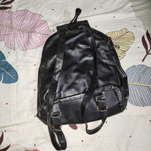Stylish Black Faux Leather Backpack