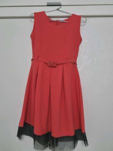 Chic Coral Dress with belt