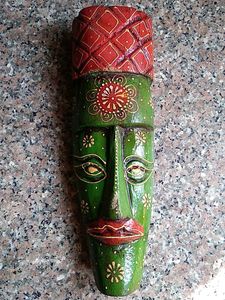 Wooden tribal mask wall decor