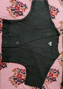 Stylish Gray Knit Wrap Sweater