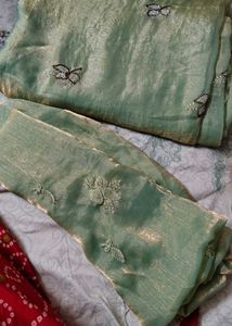 Chiffon Silk Saree with Butterfly Embroidery