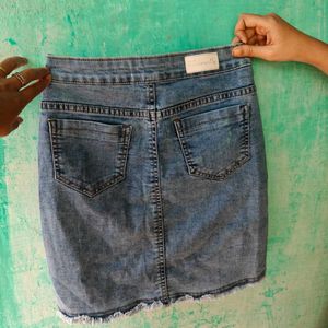 Light Wash Denim Button-Up Mini Skirt