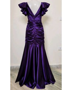 Elegant Purple Satin Evening Gown