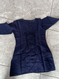 Navy Blue Embroidered Kurta