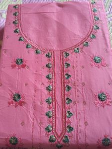 Embroidered Pink Kurta Fabric