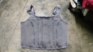 Grey Denim Corset Style Top