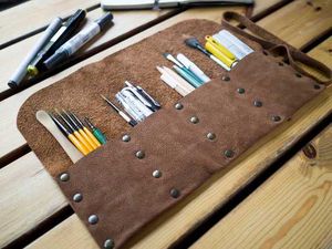 Brown Leather Pen/Pencil Roll