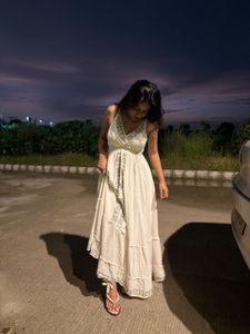 Boho Maxi Dress with Lace Trim