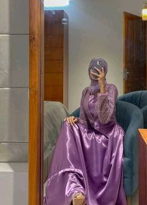 Beautiful Purple Satin Gown with Sequin Jacket