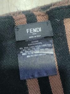 Fendi Authentic Brown and Black Logo Scarf
