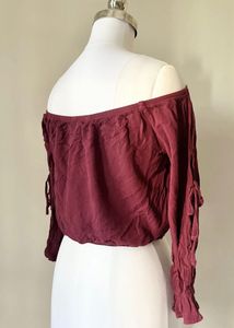 Maroon Off-Shoulder Crop Top