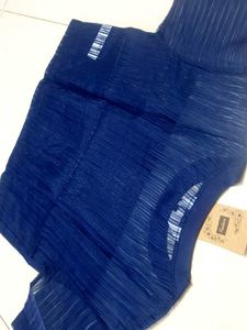 Navy Blue Pleated Mesh Top no 26