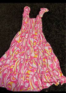 Pink &amp; White Swirl Midi Dress
