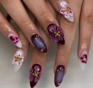 3D Flower Embellished Nails