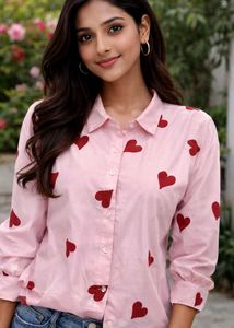Pink Heart Patchwork Shirt